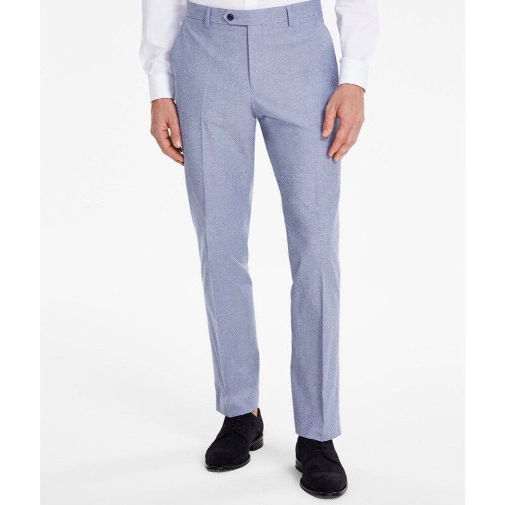 $135 NEW TOMMY HILFIGER Mens 40x32 Blue Cotton TH Flex Dress Pants/Slacks